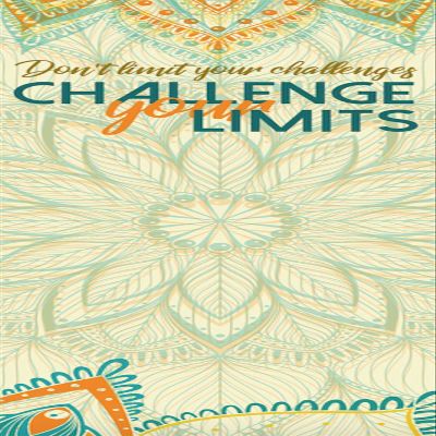 Motivational/Inspirational Eco-Friendly, No-Slip Grip with Microfiber Hot Yoga, Bikram and/or Pilates Towel - Extra Long - Microfiber Suede Material - Machine Washable (Challenge Your Limits)