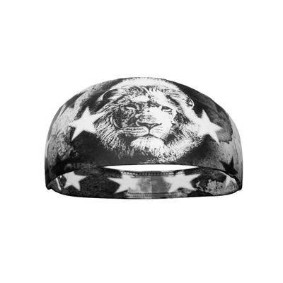35+ Designs! Unisex Headband/Sweatband. Best for Sports, Fitness, Working Out, Yoga. Tapered Design. (Lion with Stars)
