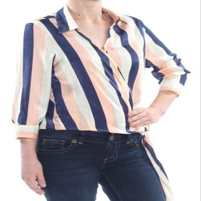 Project 28 NYC Women's Striped Wrap Top, Pink/Navy Stripe, Small