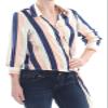 Project 28 NYC Women's Striped Wrap Top, Pink/Navy Stripe, Small view 1