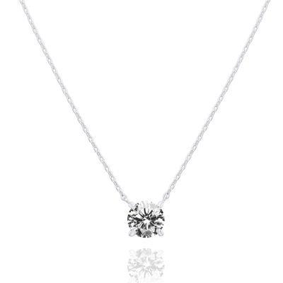 PAVOI 14K Gold Plated Crystal Solitaire 1.5 Carat (7.3mm) Cubic Zirconia Dainty Choker Necklace | Gold Necklaces for Women