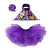 easyforever Kids Girls 3PCS Sequined Ballet Jazz Dance Outfit Halter Crop Top with Tutu Skirt Hair Clip Set Purple 8-10 view 3