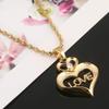 CB Gold Jewelry Initial Love Heart Pendant Necklace Earring Set Lover Gift with Rhinestone Engraved (Pendant Necklace) view 2