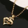 CB Gold Jewelry Initial Love Heart Pendant Necklace Earring Set Lover Gift with Rhinestone Engraved (Pendant Necklace) view 3