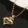 CB Gold Jewelry Initial Love Heart Pendant Necklace Earring Set Lover Gift with Rhinestone Engraved (Pendant Necklace) view 4