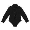 easyforever Kids Boys Long Sleeve Latin Modern Dance Romper Lapel Collar Dress Shirt with Bowtie Set Dancewear Black 10 view 4