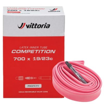 Vittoria Competition Latex Inner Tube 291.70/2.30  Presta 48 mm Removable Core  Lightweight, Supple & Fast Rolling Pink Latex Tube for XC & Trail Riding
