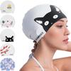 COPOZZ Womens Swim Cap for All Hair - Large, Comfortable Silicone Swimming Cap, Waterproof Design for Long, Short, Thick & Curly Hair | Secure & Comfortable Fit (Black Cat-12yrs+) view 1