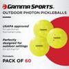 Gamma Photon Outdoor Pickleballs Pack of 60, USAPA Approved, High-Visibility, Durable and Ultra-Balanced view 2