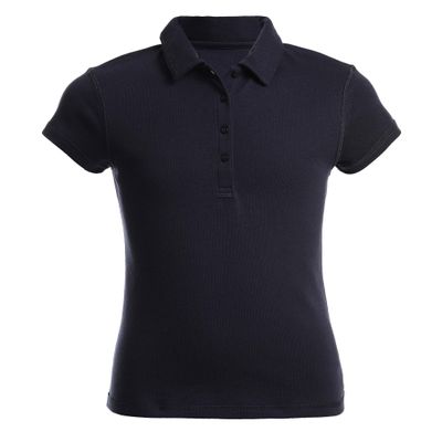 Chaps Girls' School Uniform Sensory-Friendly Short Sleeve Solid Polo, Navy, XX-Small (4/5)