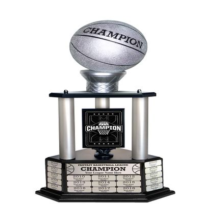 TrophySmack Black Basketball Trophy - Customizable Fantasy Basketball Trophy with Free Engraving, 26 Inch Tall (Black)