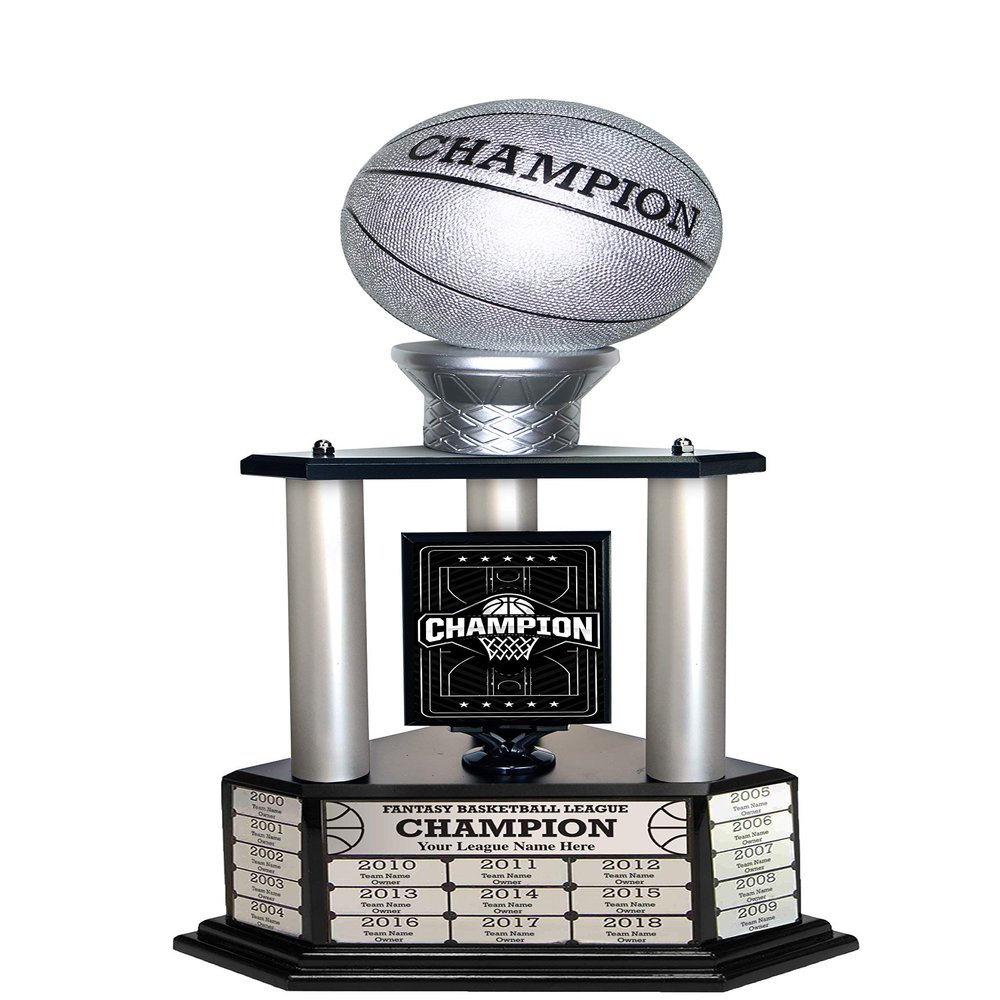 TrophySmack Black Basketball Trophy - Customizable Fantasy Basketball Trophy with Free Engraving, 26 Inch Tall (Black)