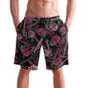 visesunny Red Rose Guitar Print Mens Beach Shorts Summer Swim Trunks Sports Running Bathing Suits with Mesh Lining view 1