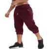 MAGNIVIT Men's 3/4 Joggers Gym Workout Training Sweatpants with Zipper Pockets 3/4 Pants Jogger Sweatpant Capris for Men Burgundy view 1