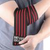 HYFAN Professional Elbow Wraps Elastic Straps Brace Support Protector for Weightlifting Workout Bodybuilding Gym Fitness (Four Stripe, Red) view 4