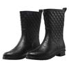 Petrass Women Rain Boots Black Waterproof Mid Calf Lightweight Cute Booties Fashion Out Work Comfortable Garden Shoes, Black 7 view 1