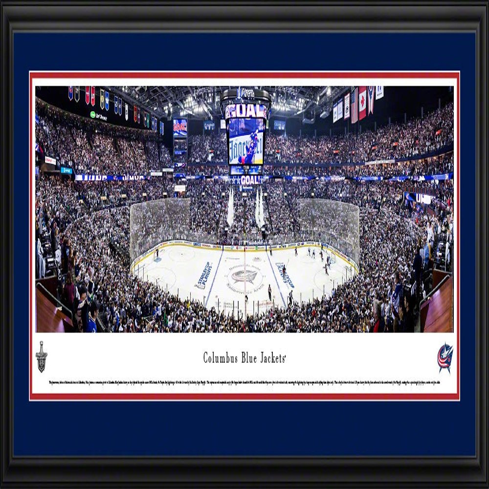 Columbus Blue Jackets - 44x18-inch Double Mat, Deluxe Framed Picture by Blakeway Panoramas