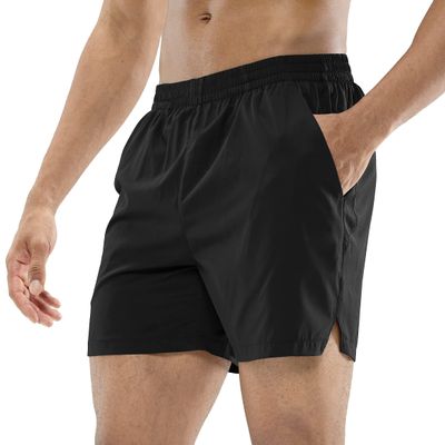 MIER Men's Workout Running Shorts Quick Dry Active 5 Inches Shorts with Pockets, Lightweight and Breathable, Black, XXL