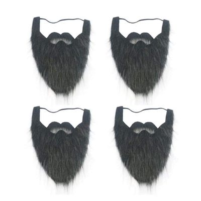 Black Full Beard and Mustache face Beard for Kids Elastic Facial Hair Halloween Viking Costume 4 Pack