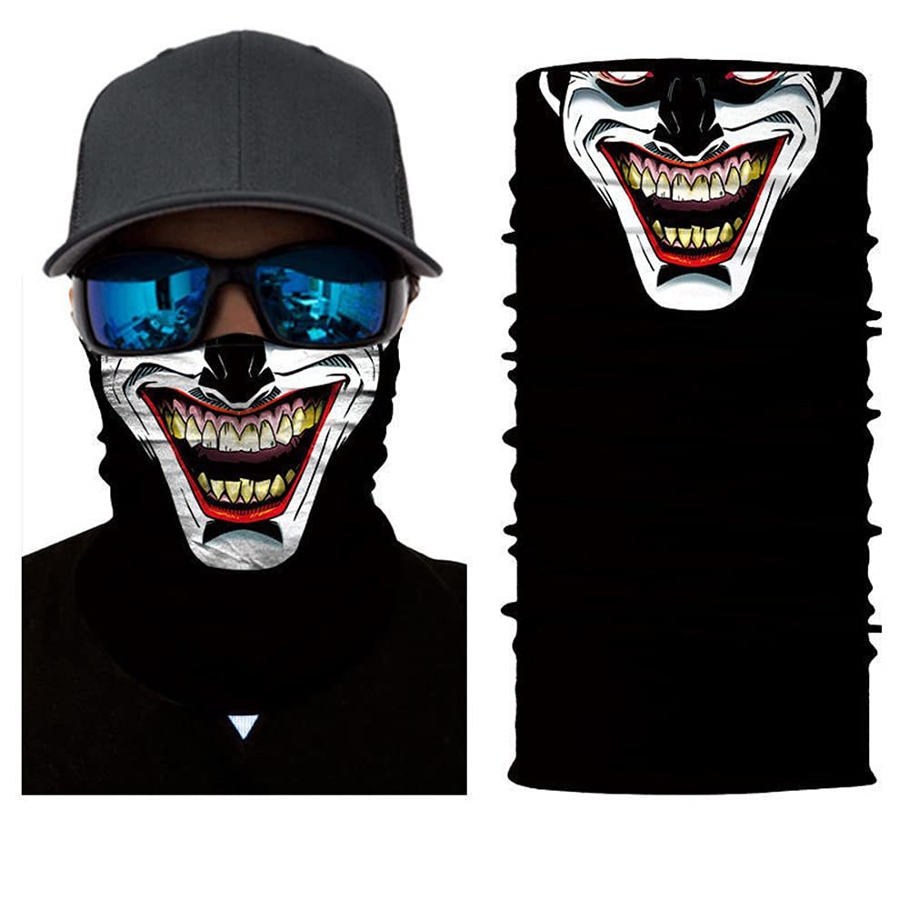 UNbrand Camo Face Mask Breathable Seamless Tube Dust-Proof Windproof UV Bicycle ATV Face Mask for Motorcycling Cycling Hiking Camping Climbing Fishing Hunting (Clown Weird Laughing)