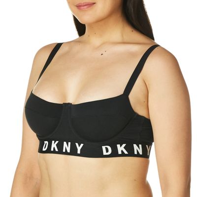 DKNY Women's Cozy Boyfriend Underwire Bra Top Bra, Black/White, 36A