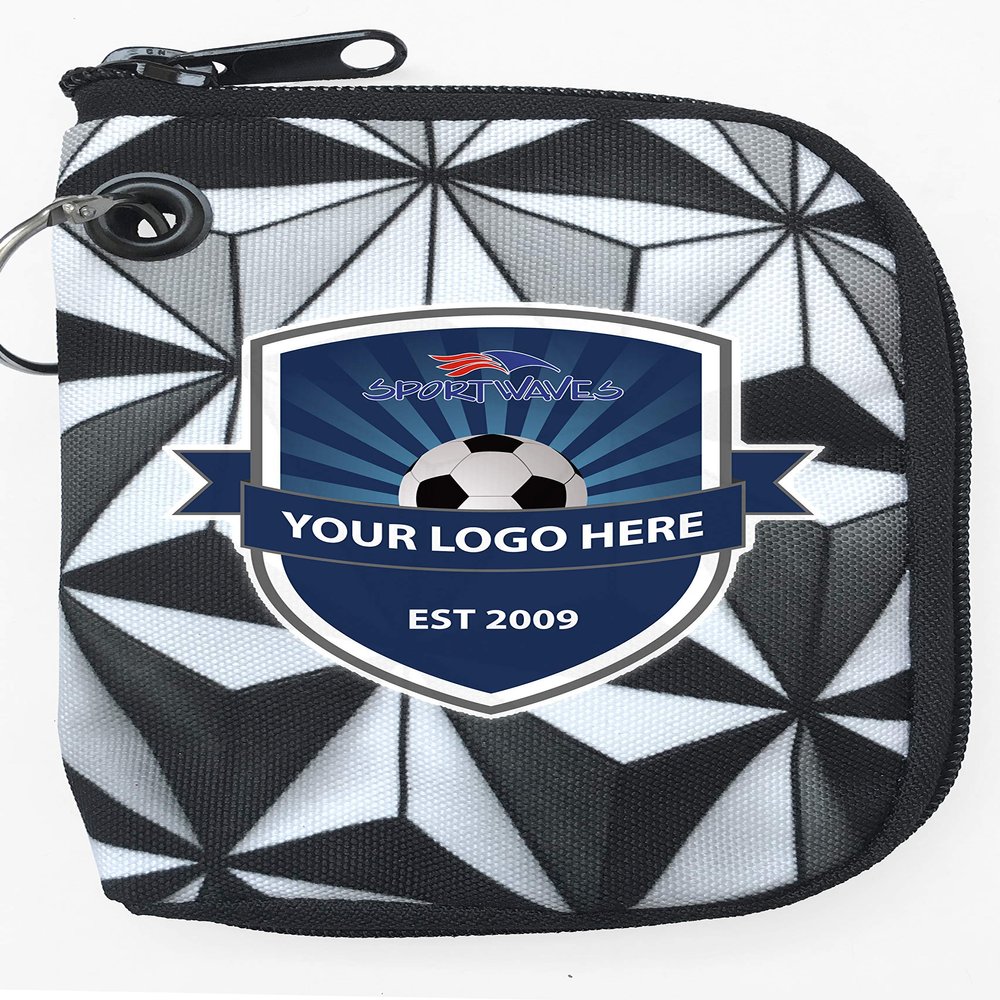 Sportwaves Player Pass Pouch - Custom Soccer Tournament Coaches Gift (Black and White Triangles, 1)