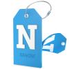 Shacke Initial Luggage Tag with Full Privacy Cover and Stainless Steel Loop - Aqua Teal (Letter N) view 1