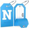 Shacke Initial Luggage Tag with Full Privacy Cover and Stainless Steel Loop - Aqua Teal (Letter N) view 2