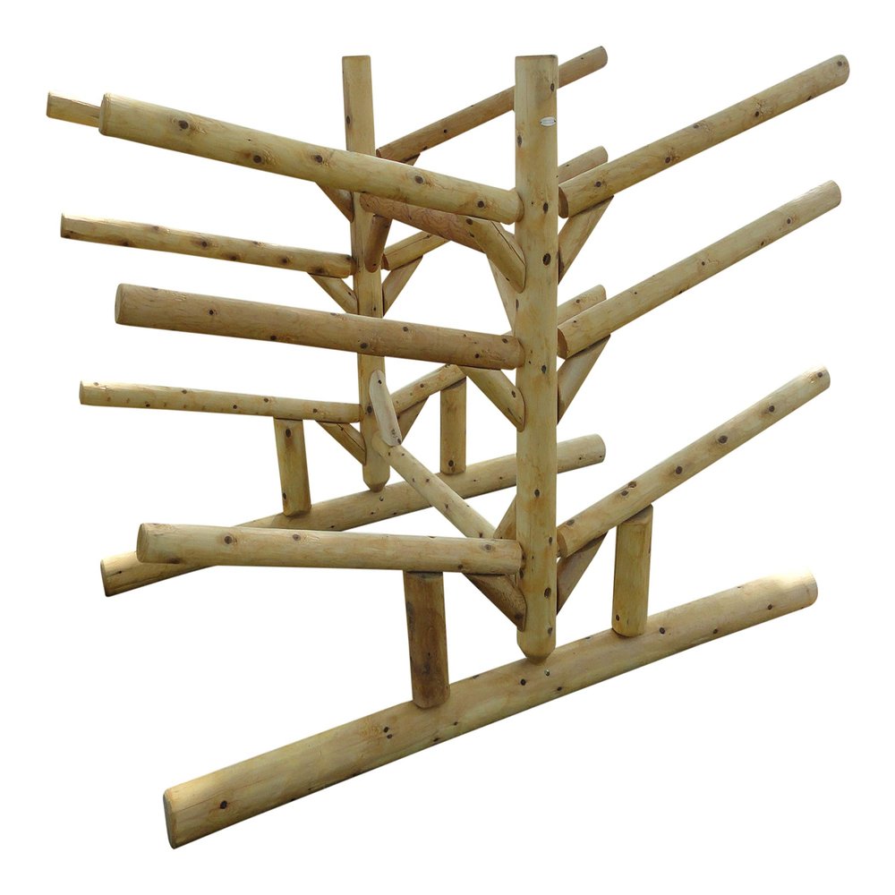8-Place Low 4 Kayaks + 2 SUP + 2 Canoe Log Racks, Freestanding Garage Kayak Storage Rack, Surfboard Stands, SUP Racks, Surfboards Steady Stand, Kayak Rack Canoe Storage - Natural