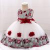 2T 24 Months 3T Fancy Burgundy Baby Girls Dress Fit Knee Length Tulle Vintage Princess Floral Summer Baptism Wedding Party Little Girl Dress 2 3 view 2