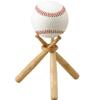 TIHOOD 1 Pack Baseball Stand Baseball Stand Holder Wooden Base Ball Stand Display Holder view 1