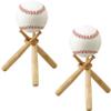 TIHOOD 2PCS Wooden Baseball Display Stand Holder -Consists of 3 Mini Baseball Bat view 1