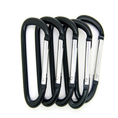OnDepot 100 Pack of 3 inches Carabiner Spring Belt Clip Lot Snap Key Chain 75mm Aluminum Color, Black/Blue/Silver/Mix Color (Black 3" (100 Pack))