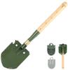 MASTIFF GEARS Folding Survival Shovel - Wooden Handle, Heavy Duty Carbon Steel Military Entrenching Tool for Camping, Off Road, Beach & All-Terrain Digging (Classic w/Pick) view 1