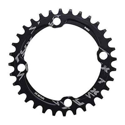 Alomejor Chain Ring Single Chainring 32T 34T 36T 38T 104 BCD Narrow Wide Chainrings for Bicycle Road Mountain BMX Fixie Track Fixed(32T-Black)