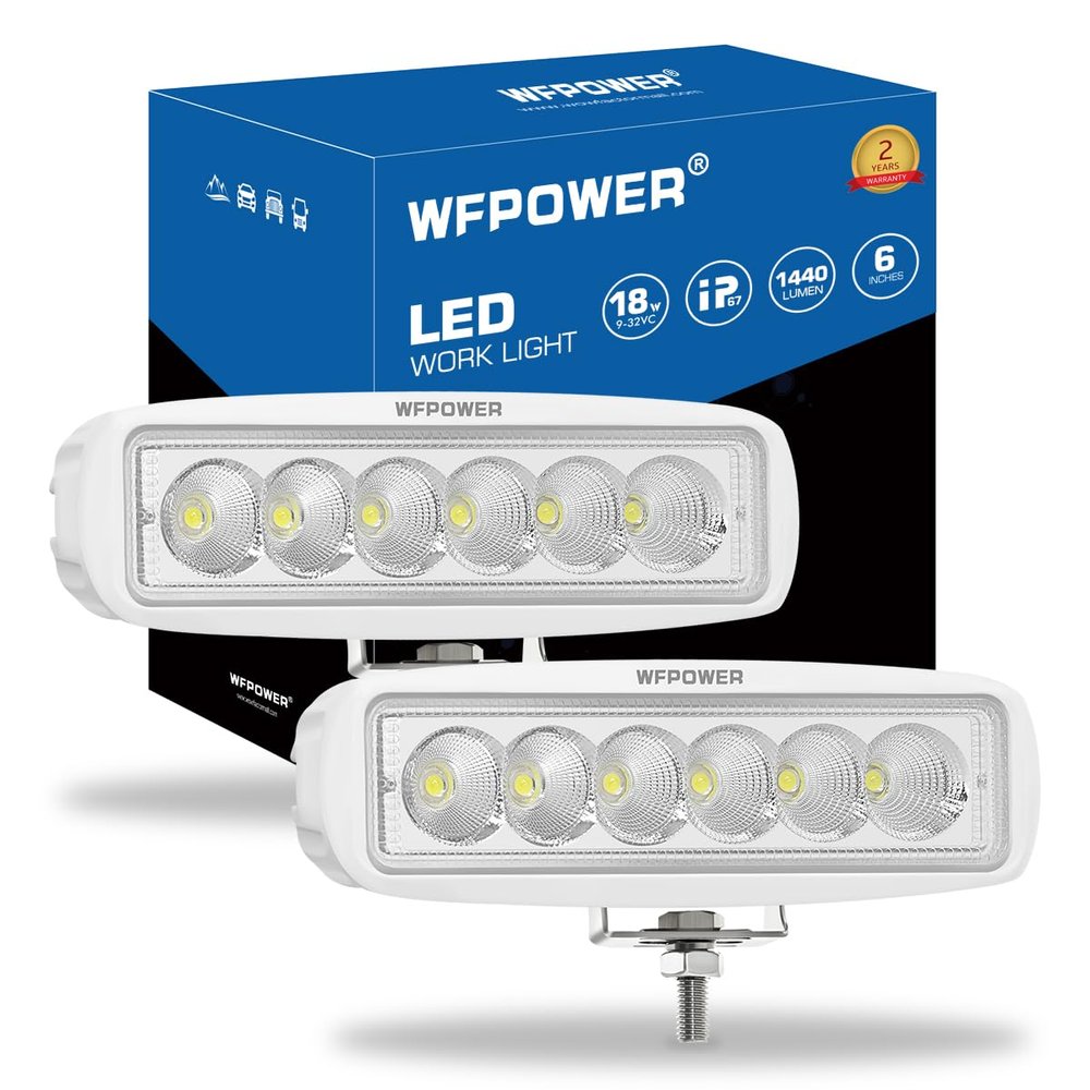 WFPOWER Boat Light 2 Pack, LED Marine Spotlights Waterproof, 6 inch Deck Dock Flood Light for Boat Accessories Pontoon Fishing Truck SUV ATV 12V White