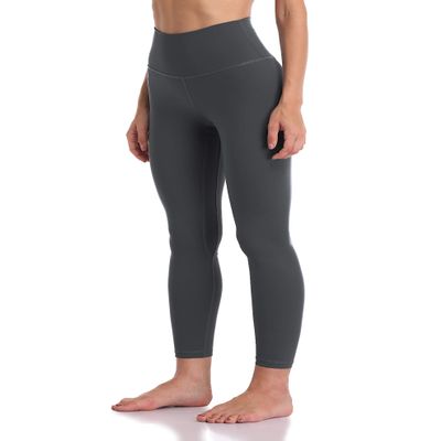 YUNOGA Women's High Waisted Workout Leggings 25" Inseam Ultra Soft Tummy Control Yoga Pants (S, Charcoal Grey)