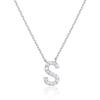 PAVOI 14K White Gold Plated Cubic Zirconia Initial Necklace | Letter Necklaces for Women | S Initial view 1