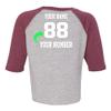Customized Toddler Baseball Raglan Tee Personalized with Name and Team Number (Vintage Burgundy, 5T) view 2