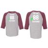 Customized Toddler Baseball Raglan Tee Personalized with Name and Team Number (Vintage Burgundy, 5T) view 3