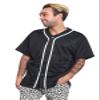 Men's Classic Baseball Jersey Shirt Button Down BJ42 - Black - 5X-Large view 3