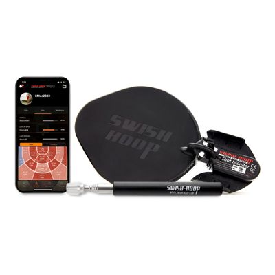 Swish Hoop Shot Monitor | Basketball Electronic Shot Tracker | Automated Video Shot Breakdown | Includes telescoping installaton Swish-STIC and iPhone/Android App