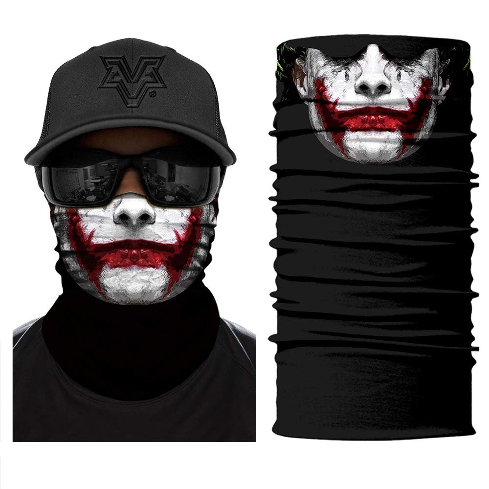 UNbrand Face Scarf Breathable Seamless Tube Dust-proof Windproof UV Bicycle ATV Headwear Neck Gaiter for Motorcycling Cycling Hiking Camping Climbing Fishing Hunting (Joker Bad Mood Joker-01)