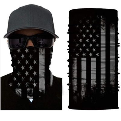 UNbrand Multipurpose Bandanas Neck Gaiter Scarf Headband Elastic Face Scarf Seamless Headwear Blackout American Flag