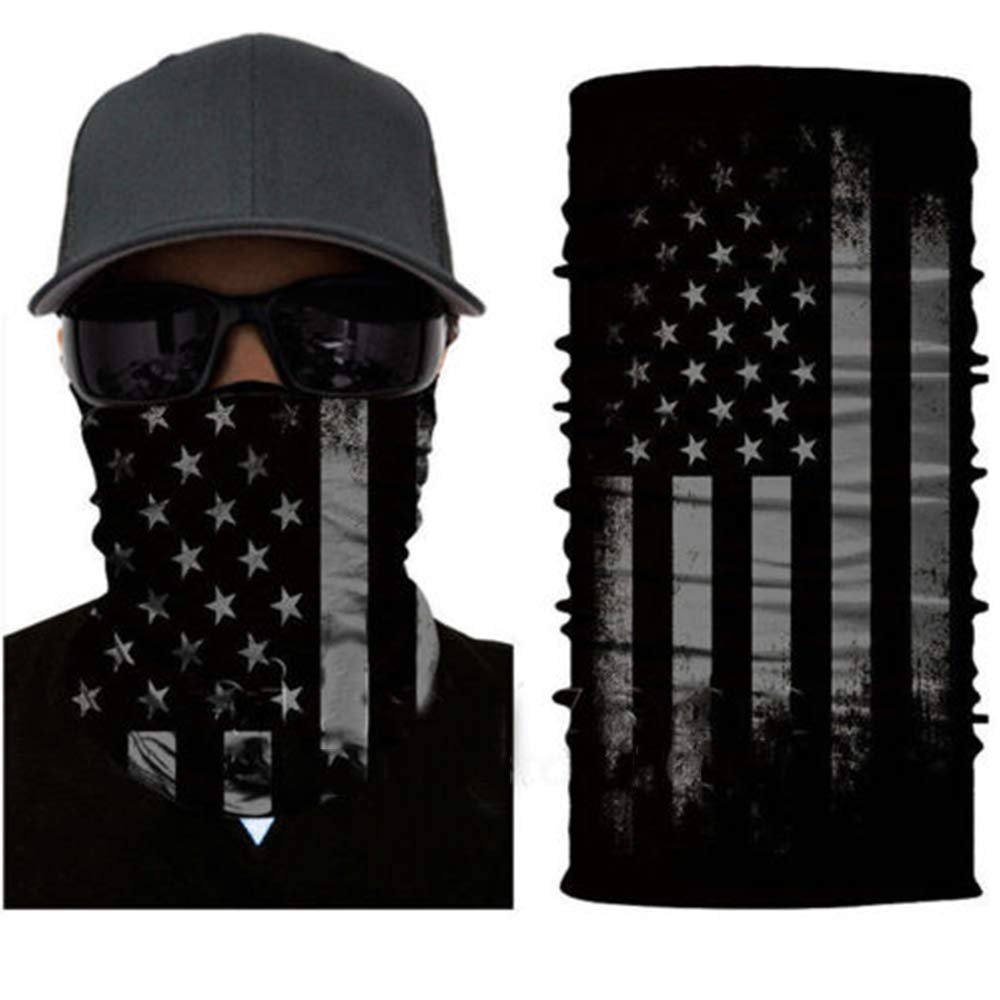 UNbrand Multipurpose Bandanas Neck Gaiter Scarf Headband Elastic Face Scarf Seamless Headwear Blackout American Flag