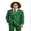 Suitmeister Boys Christmas Suit - Holiday Ugly Real X-Mas Light Up Outfit - Green - Includes Kids Blazer, Pants - Tie view 2