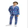 Suitmeister Boys Christmas Suit - Festive Ugly X-Mas Clothing- Blue - White Nordic Holiday Print - Includes Blazer, Pants - Tie view 1