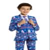 Suitmeister Boys Christmas Suit - Festive Ugly X-Mas Clothing- Blue - White Nordic Holiday Print - Includes Blazer, Pants - Tie view 2