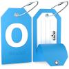 Shacke Initial Luggage Tag with Full Privacy Cover and Stainless Steel Loop - Aqua Teal (Letter O) view 2