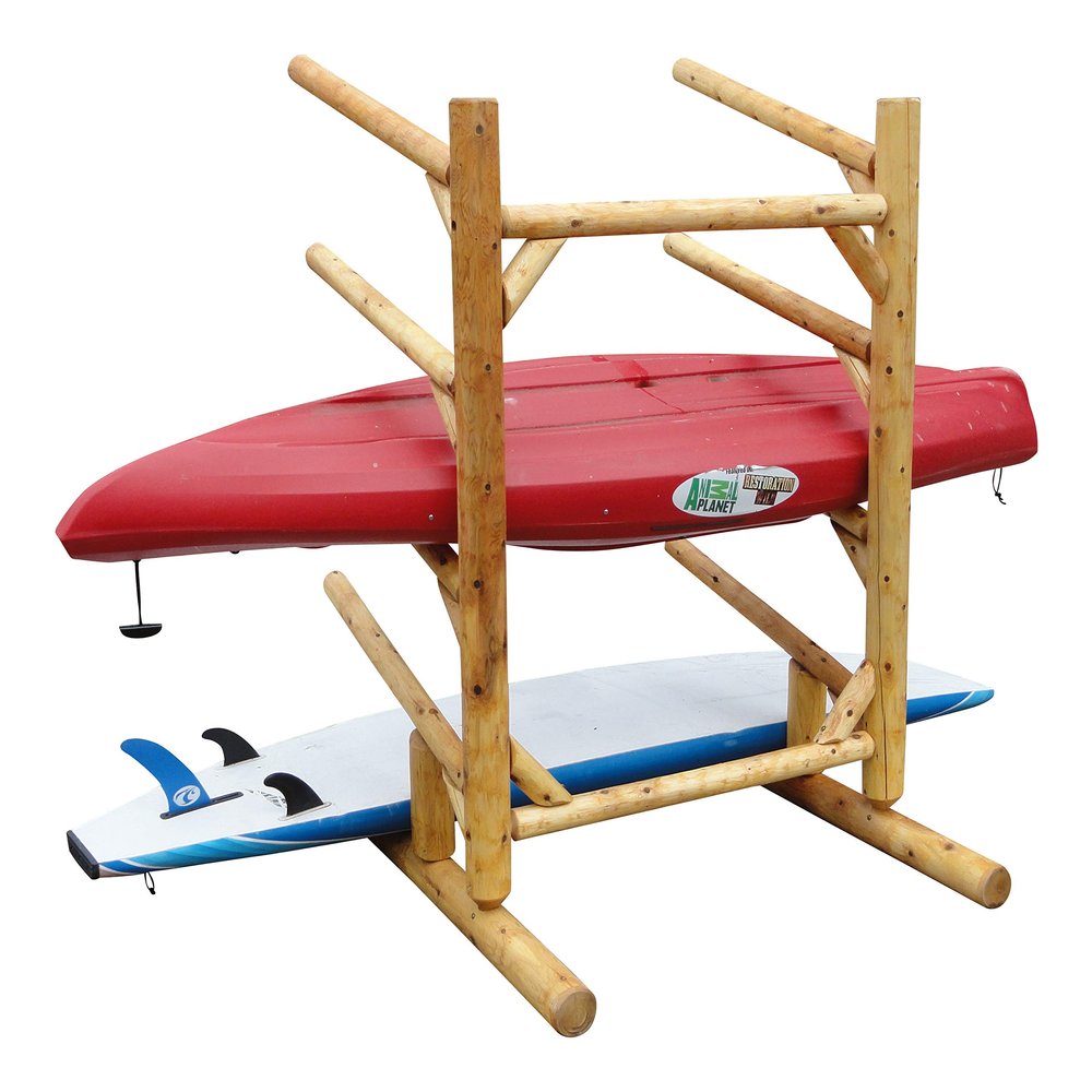5 -Place One-Sided Kayak & SUP Log Racks, Paddle Boat Storage Rack, Kayak Rack, Surfboard Stand, SUP Storage Racks, Paddle Board Storages, Paddles for Kayaks - Natural